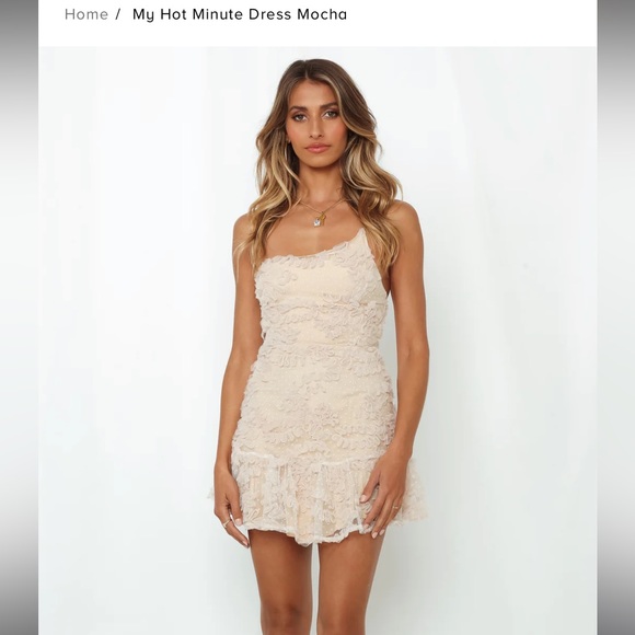 hello molly one shoulder tan dress - Picture 2 of 3